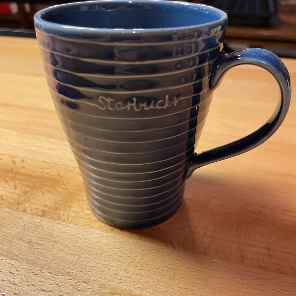 2009 Starbucks Navy Striped 12oz Coffee Mug